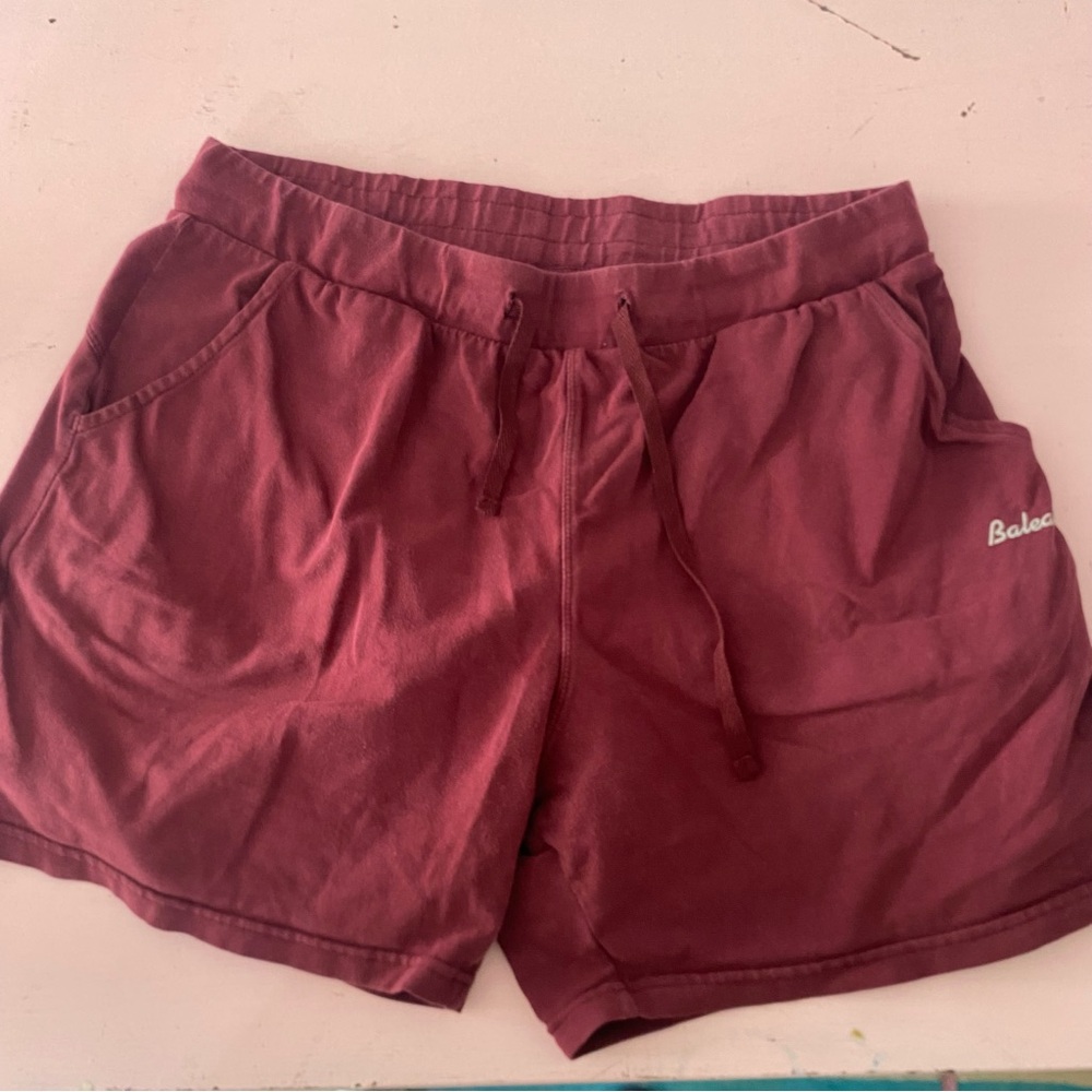 Baleaf Wom Stretchy Cotton Athletic Shorts 4.5-5 inch Maroon Burgundy drawstring